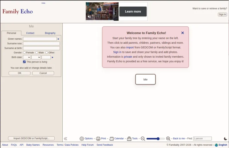 FamilyEcho website